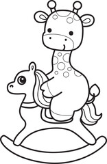 Coloring pages of Set Vector Stock Illustrations Isolated of Baby Giraffe.
Outline of Cute giraffe animals with various activities.