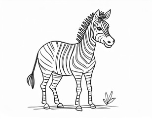 Generated image Zebra isolated black and white line drawing 