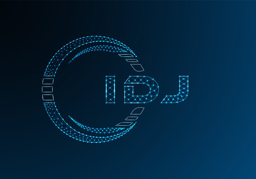 IDJ low poly letter logo vector design. IDJ lower poly logo design. Low poly logo.