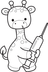 Coloring pages of Set Vector Stock Illustrations Isolated of Baby Giraffe.
Outline of Cute giraffe animals with various activities.