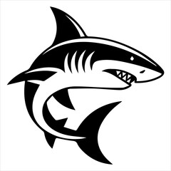 Dynamic Shark Vector Silhouette for Logo, Tattoo, or Graphic Design