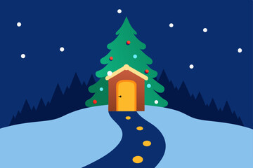 Fototapeta premium winter landscape with snowman