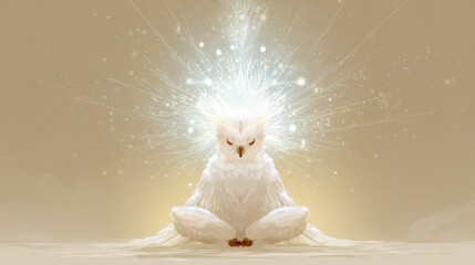 Serene Owl in Radiant Light: A Digital Painting of Inner Peace