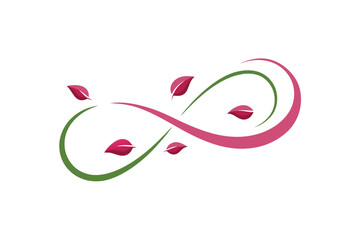 Twisting petal trail natural floral vector art illustration