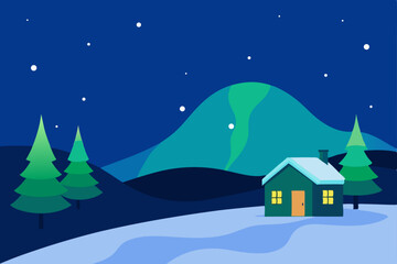 Fototapeta premium winter landscape with houses