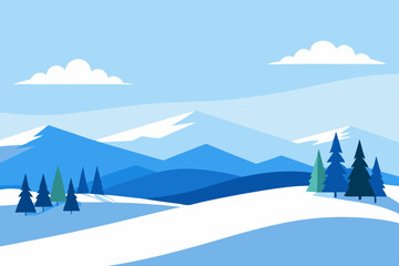 winter landscape with mountains