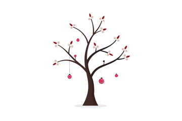 Fototapeta premium Winter blossom jewelry tree elegant botanical vector art illustration