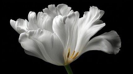 Monochrome Elegance: A Single White Tulip in Dark Background