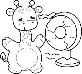 Coloring pages of Set Vector Stock Illustrations Isolated of Baby Giraffe.
Outline of Cute giraffe animals with various activities.