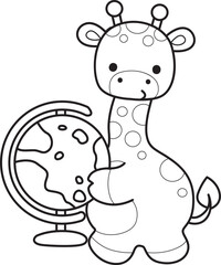 Coloring pages of Set Vector Stock Illustrations Isolated of Baby Giraffe.
Outline of Cute giraffe animals with various activities.