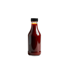 Delicious red hot sauce bottle isolated on cap food on transparent background