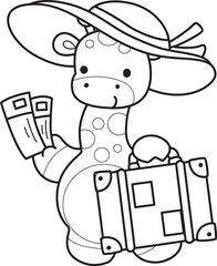 Coloring pages of Set Vector Stock Illustrations Isolated of Baby Giraffe.
Outline of Cute giraffe animals with various activities.