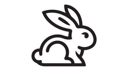 Obraz premium Black Line Art Bunny Rabbit Icon