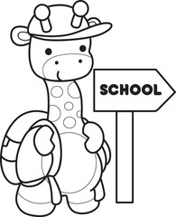 Coloring pages of Set Vector Stock Illustrations Isolated of Baby Giraffe.
Outline of Cute giraffe animals with various activities.