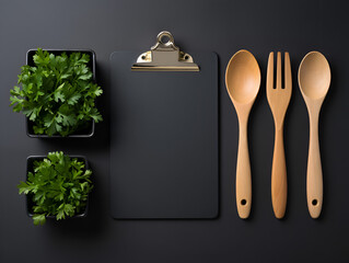 Stylish restaurant menu design featuring elegant typography and subtle cutlery accents