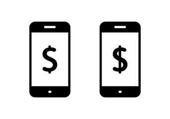 Dollar on mobile phone screen icon. USD on cellphone sign symbol