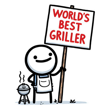 World's Best Griller: Fun Cartoon Illustration for Father's Day or BBQ Season