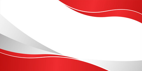 A modern background with red and white colors. The background features smooth, flowing waves with a glossy red and matte white texture. Business style background, professional geometric background.