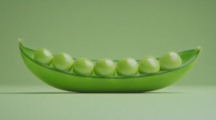 A fresh green pea pod open to show peas, isolated, no text or logo