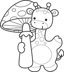 Coloring pages of Set Vector Stock Illustrations Isolated of Baby Giraffe.
Outline of Cute giraffe animals with various activities.