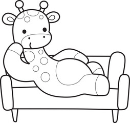 Coloring pages of Set Vector Stock Illustrations Isolated of Baby Giraffe.
Outline of Cute giraffe animals with various activities.