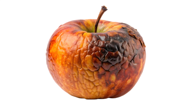 rotten apple isolated on white background,PNG