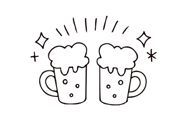 ビールで乾杯するイラスト