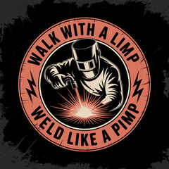 Welding company logo vintage illustration