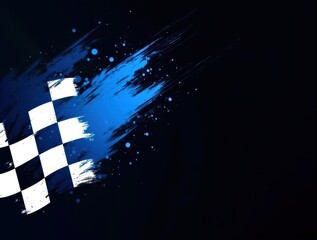 Obraz premium A checkered flag with a splash of blue paint