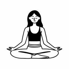 One-Line Art of Meditating Woman – Minimalist Yoga and Mindfulness Vector Illustration

