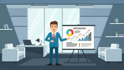 business man explaining the company's graphical data - Powered by Adobe