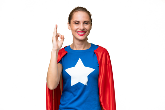 Super Hero caucasian woman over isolated background showing ok sign with fingers - Powered by Adobe