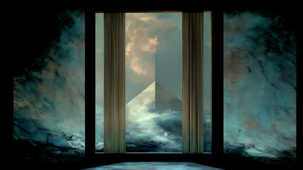 editorial on philosophical aesthetics | conflict of logic | philosophical calm | muted night contrasts | disrupted balance | closed curtains in open skies | displaced object realism | smooth blending
