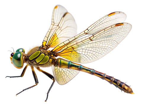 side view of a dragonfly isolated on white background,PNG