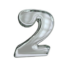 Number 2 3D render with diamond material