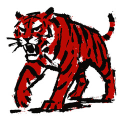 Abstract Angry Tiger Red and Black Paint