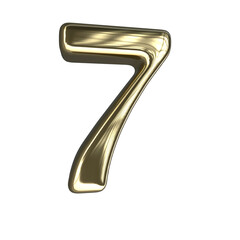 Number 7 3D render with gold material