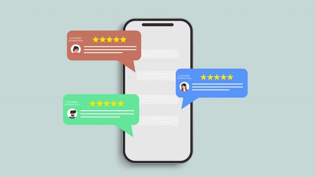 The pop-up message on the mobile will show 5-star comments and feedback, which is a concept of reviewing things for people to see.