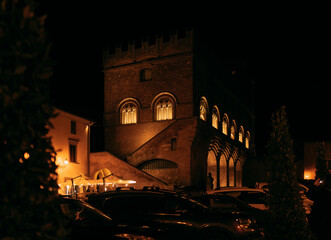 Palazzo Del Capitano Del Popolo at night, Orvieto, Italy