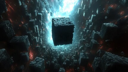 Fototapeta premium Cosmic Cube in Nebula