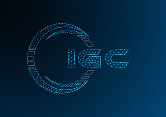 IGC low poly letter logo vector design. IGC lower poly logo design. Low poly logo.