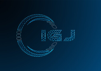 IGJ low poly letter logo vector design. IGJ lower poly logo design. Low poly logo.