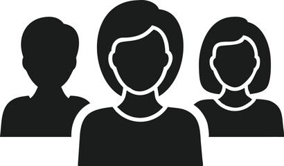Simple black user profile avatar design collection representing diverse individuals