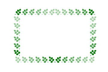 緑のリーフ装飾線のフレーム　