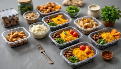 torn fast food package revealing meal prep containers