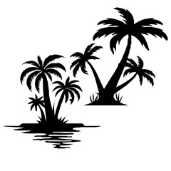 Fototapeta premium summer Silhouette tree vector graphic calm, paradise,outline, Hawaii, tropics, jungle, clip art,
