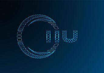 IIU low poly letter logo vector design. IIU lower poly logo design. Low poly logo.