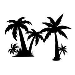 Fototapeta premium summer Silhouette tree vector graphic calm, paradise,outline, Hawaii, tropics, jungle, clip art,