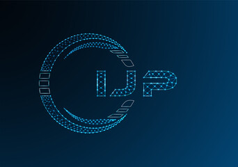 IJP low poly letter logo vector design. IJP lower poly logo design. Low poly logo.