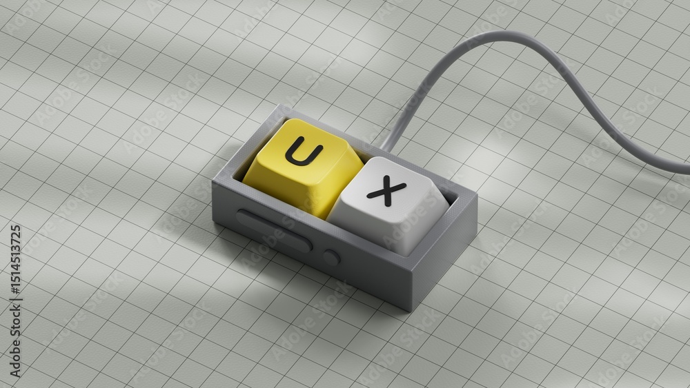 Poster word ux with computer keyboard keys.close up of computer keyboard keys,business concept.3d rendering
